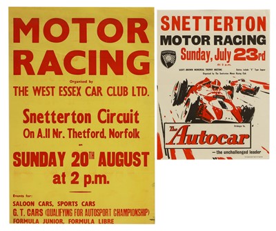 Lot 465 - Two 'Motor Racing at Snetterton Circuit' original promotional posters