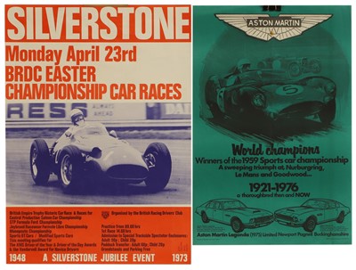 Lot 467 - Two motor racing 'Silverstone' and 'Aston Martin' promotional posters