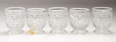 Lot 187 - A group of five pressed glass liqueur glasses