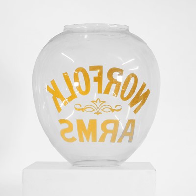 Lot 93 - A 'Norfolk Arms' glass lantern shade
