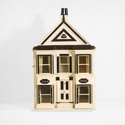 Lot 120 - A painted wooden doll's house
