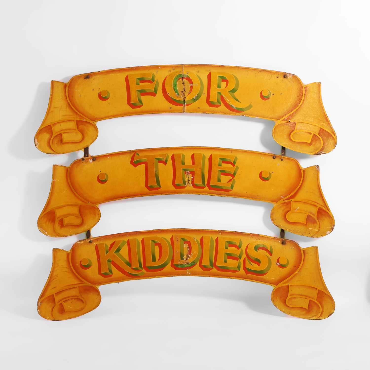 Lot 98 - A large carved and polychrome fairground sign