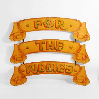 Lot 98 - A large carved and polychrome fairground sign