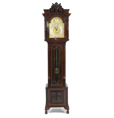 Lot 221 - An Edwardian mahogany eight-day chiming longcase clock