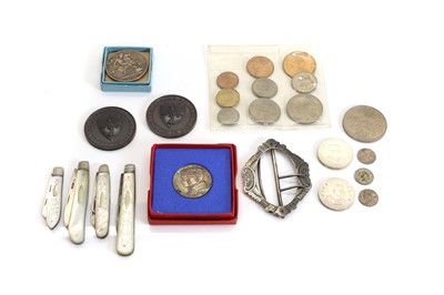 Lot 15 - A group of four silver and mother of pearl fruit knives