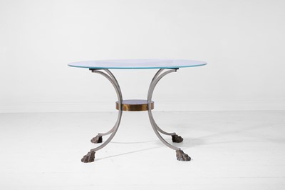 Lot 546 - A neoclassical silvered-brass and glass centre table