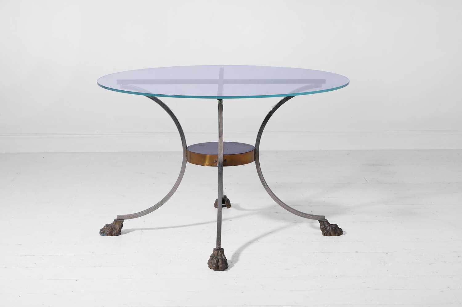 Lot 546 - A neoclassical silvered-brass and glass centre table