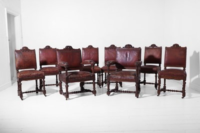 Lot 553 - A set of eight Victorian oak dining chairs