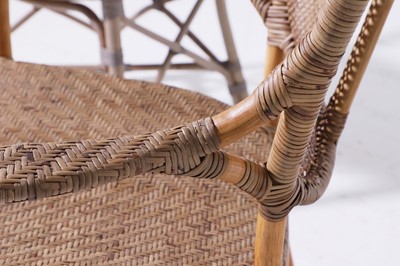 Lot 562 - A group of five rattan 'Jordan' dining chairs by Paolo Moschino