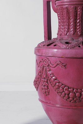 Lot 571 - A pair of large neoclassical glazed stoneware urns