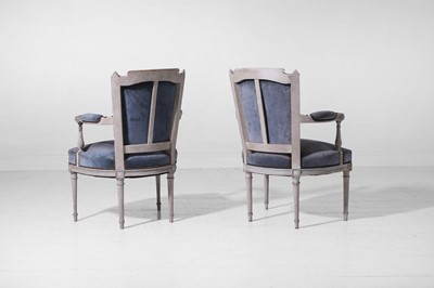 Lot 555 - A pair of Louis XVI-style painted wooden fauteuils