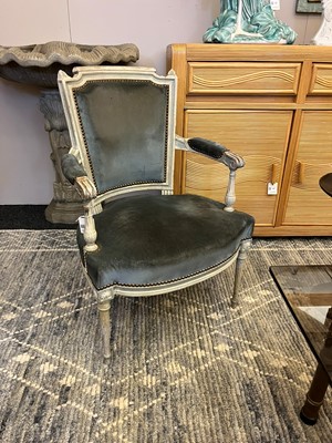 Lot 555 - A pair of Louis XVI-style painted wooden fauteuils