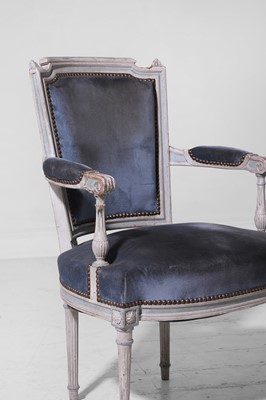 Lot 555 - A pair of Louis XVI-style painted wooden fauteuils