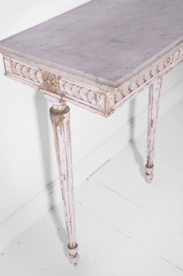 Lot 358 - A Louis XVI-style painted and parcel-gilt wooden pier table