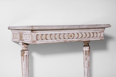 Lot 358 - A Louis XVI-style painted and parcel-gilt wooden pier table