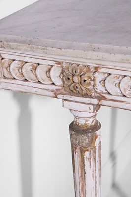 Lot 358 - A Louis XVI-style painted and parcel-gilt wooden pier table