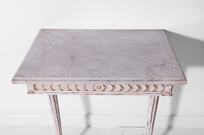 Lot 358 - A Louis XVI-style painted and parcel-gilt wooden pier table