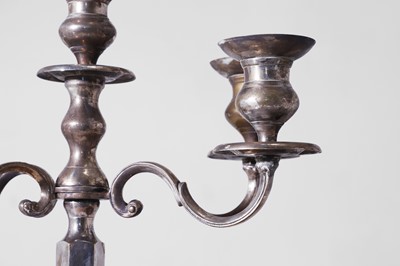 Lot 323 - A pair of large silver-plated candelabra