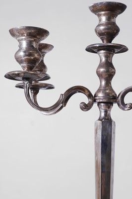 Lot 323 - A pair of large silver-plated candelabra