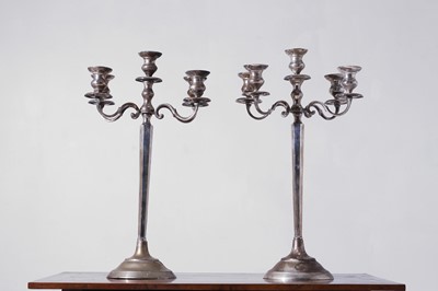 Lot 323 - A pair of large silver-plated candelabra