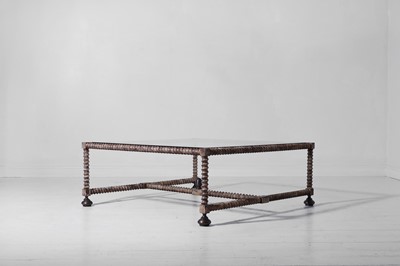 Lot 327 - A large fabricated iron and brass 'Twisted Leg' coffee table by Richard Taylor Designs