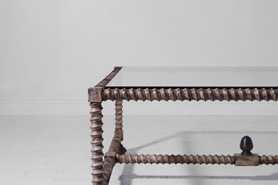 Lot 327 - A large fabricated iron and brass 'Twisted Leg' coffee table by Richard Taylor Designs
