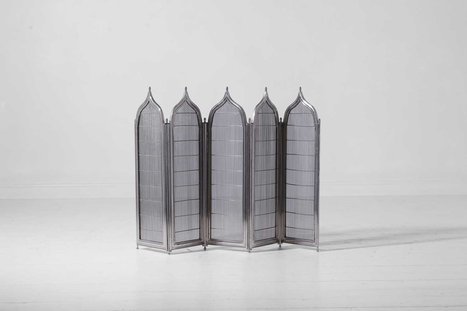 Lot 326 - A polished nickel 'Pimlico' fire screen by Charles Edwards