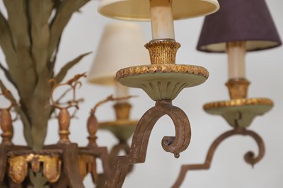 Lot 347 - A painted and parcel-gilt metal chandelier