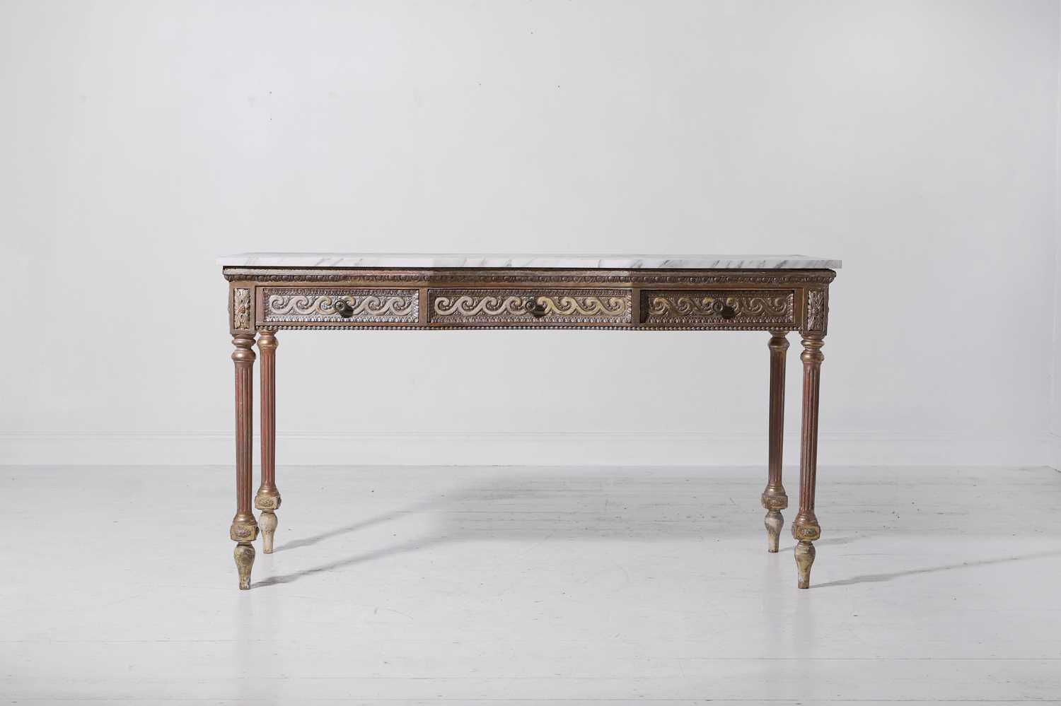 Lot 337 - A Louis XVI-style giltwood and marble side table