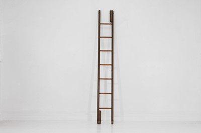 Lot 346 - A folding studded-leather library ladder