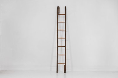 Lot 346 - A folding studded-leather library ladder