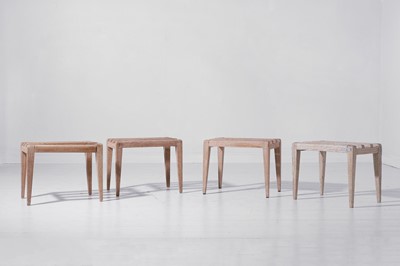 Lot 353 - A set of four bleached oak luggage racks by Thonet