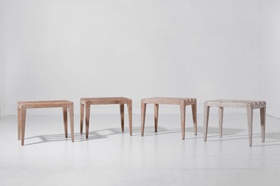 Lot 353 - A set of four bleached oak luggage racks by Thonet