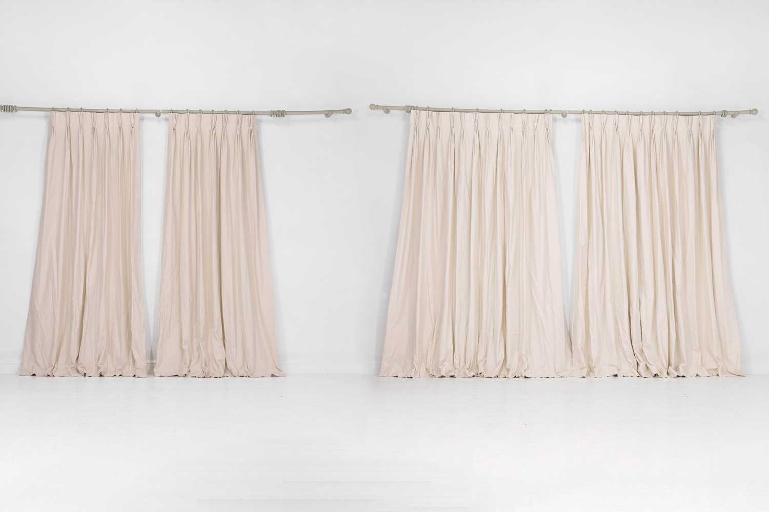Lot 357 - Two pairs of lined and interlined cotton curtains