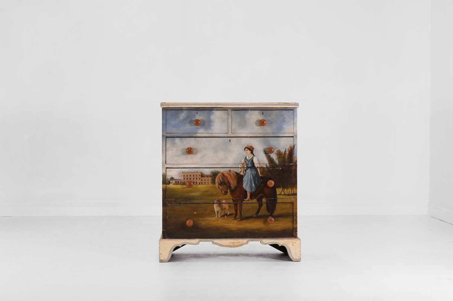 Lot 354 - A small Victorian-style painted pine chest of drawers