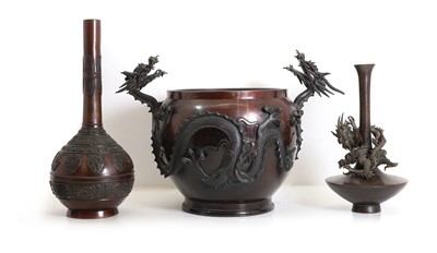 Lot 132 - A Japanese bronze jardinière