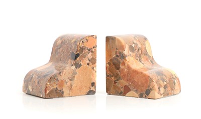 Lot 232A - A pair of Breche D'alep marble bookends
