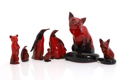 Lot 151 - A collection of Royal Doulton red flambe pottery animals