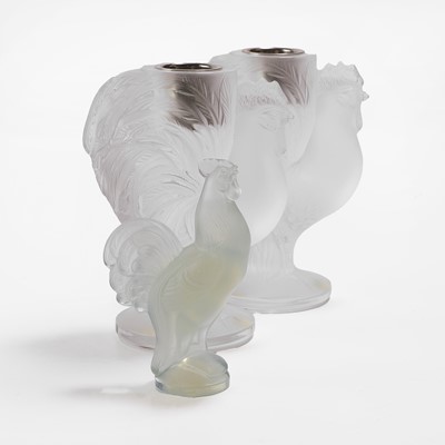 Lot 117 - A pair of Lalique glass candlesticks