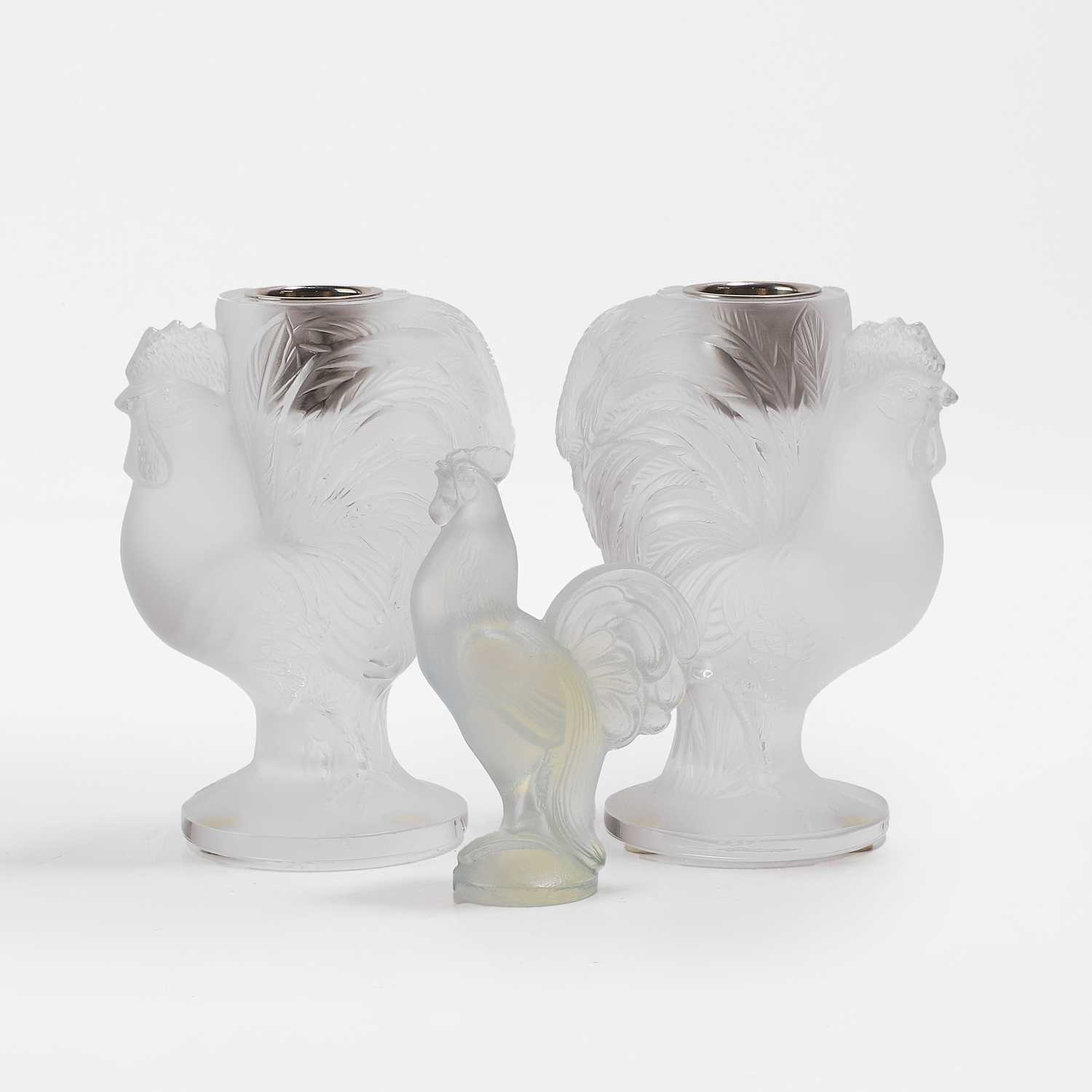 Lot 117 - A pair of Lalique glass candlesticks
