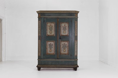 Lot 239 - A painted pine marriage cupboard
