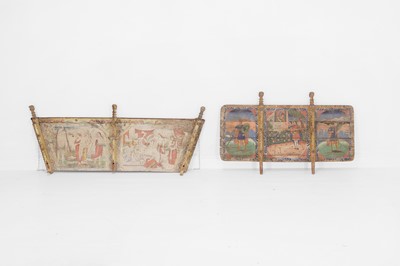 Lot 174 - Two carved and painted wooden cart panels