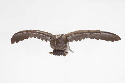 Lot 420 - A bronzed-metal owl ceiling light