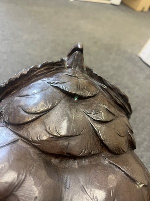Lot 420 - A bronzed-metal owl ceiling light