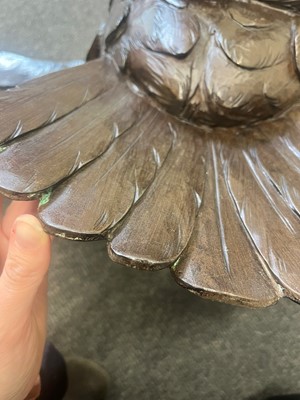 Lot 420 - A bronzed-metal owl ceiling light