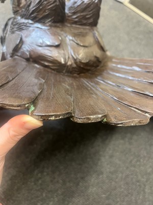 Lot 420 - A bronzed-metal owl ceiling light