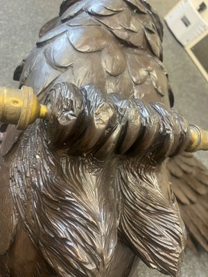 Lot 420 - A bronzed-metal owl ceiling light