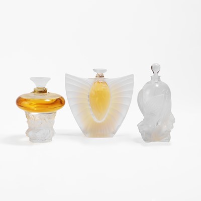 Lot 132 - A group of three Lalique glass scent bottles