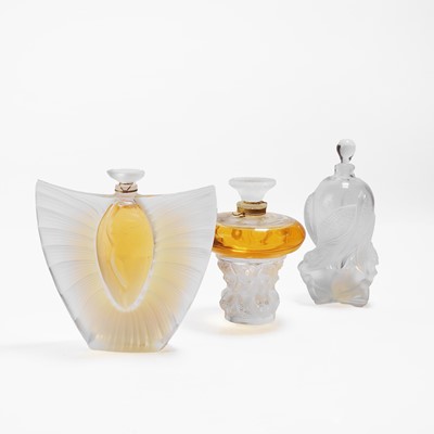Lot 132 - A group of three Lalique glass scent bottles