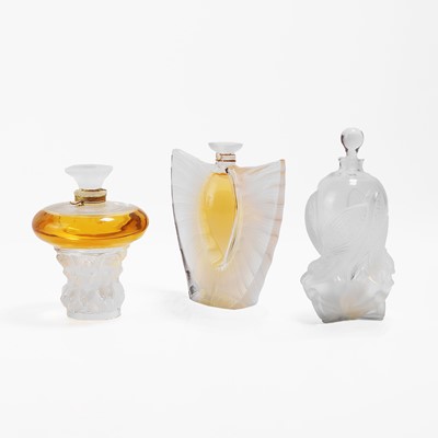 Lot 132 - A group of three Lalique glass scent bottles